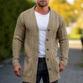 Men's Sweater Cardigan Sweater Cable Knit Long Button Knitted Plain V Neck Warm Ups Modern Contemporary Daily Wear Going out Clothing Apparel Winter Black Brown M L XL