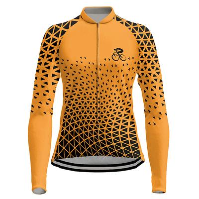 Women's Cycling Jersey Long Sleeve Bike Jersey Top with 3 Rear Pockets Mountain Bike MTB Road Bike Cycling Breathable Quick Dry Moisture Wicking Reflective Strips Violet Dark Pink Yellow Graphic