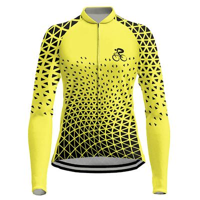 21Grams Women's Cycling Jersey Long Sleeve Bike Top with 3 Rear Pockets Mountain Bike MTB Road Bike Cycling Breathable Quick Dry Moisture Wicking Reflective Strips Violet Dark Pink Yellow Graphic