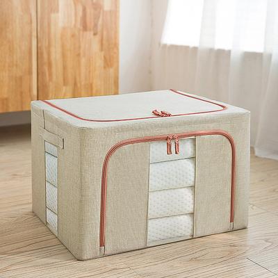 Large Window Quilt Storage Box, Clothes Storage Box, Cotton Linen Finishing Box, Folding Steel Frame Storage Box, Thickened Closet Storage Box