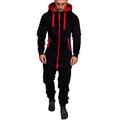 Men's Loungewear Jumpsuit Onesie Pajamas Patchwork Simple Comfort Home Daily Cotton Blend Warm Breathable Hoodie Long Sleeve Pocket Winter Black Dark Gray