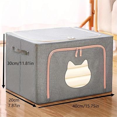 Large Capacity Quilted Storage Box, Foldable Wardrobe Closet Drawer Organizer, Organizer For Blanket, Comforters, Clothes, Moving