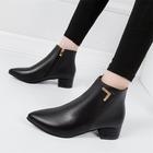 Women's Boots Plus Size Outdoor Daily Solid Color Booties Ankle Boots Winter Block Heel Chunky Heel Elegant Plush Casual Faux Suede PU Zipper Black Red Beige