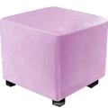 Stretch Ottoman Cover Velvet Square Ottoman Slipcovers Rectangular Foldable Storage Stool Cover Bench Cover Furniture Protector Soft Slipcover with Elastic Bottom