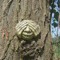 Whimsical Face Outdoor Courtyard Decoration: Sculpture of a Playful Face with Eyes, Ears, and Mouth Covered, Resin Craft Garden Hanging Ornament