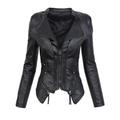 Women's Faux Leather Jacket Waterproof Warm Outdoor Street Daily Going out Zipper Pocket Zipper Turndown Active Fashion Casual Solid Color Regular Fit Outerwear Long Sleeve Fall Winter Black M L XL