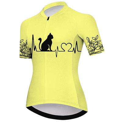 Women's Cycling Jersey Short Sleeve Bike Jersey Top with 3 Rear Pockets Mountain Bike MTB Road Bike Cycling Breathable Quick Dry Moisture Wicking Reflective Strips Violet Dark Pink Yellow Graphic