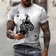 Ace Spades Casual Mens 3D Shirt White Summer Cotton Men'S Tee Skull Graphic Prints Round Neck Red 3D Daily Holiday Short Sleeve Clothing Apparel Designer Classic