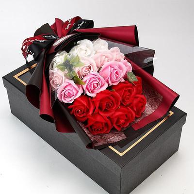 Women's Day Gifts 18 Rose Soap Bouquet Gift Box Qixi Valentine's Day Gift Fake Flowers Women's Day Mother's Day Gifts for Girls Mother's Day Gifts for MoM