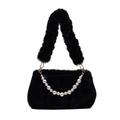 Women's Handbag Shoulder Bag Plush Bag Fluffy Bag Faux Fur Party Valentine's Day Daily Pearls Chain Large Capacity Lightweight Durable Solid Color Black White Pink