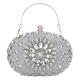 Women's Clutch Evening Bag Wristlet Dome Bag Clutch Bags PU Leather for Evening Bridal Wedding Party with Rhinestone Chain Large Capacity Lightweight in Silver Light Blue Rose Gold