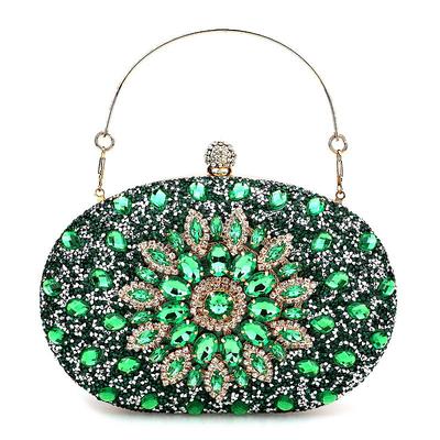 Women's Luxury Blue Crystal Evening Clutch – Rhinestone Handbag with Handle for Weddings, Parties, and Formal Events