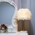 Feather Lamp Northern European Light Luxury Feather Table Lamp Marble American Creative Princess Bedroom Bedside Lamp