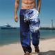 Waves Men's Resort 3D Printed Casual Pants Trousers Elastic Waist Drawstring Loose Fit Straight-Leg Summer Beach Pants S TO 3XL