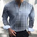 Men's Shirt Plaid / Check Graphic Prints Geometry V Neck White Yellow Pink Blue Green Outdoor Street Long Sleeve Print Clothing Apparel Fashion Streetwear Designer Casual