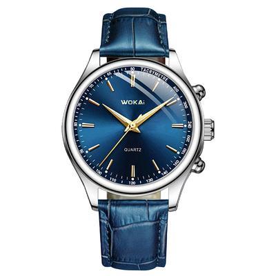 Wokai Fashion Mens Watches Casual Sport Analog Quartz Watch Men's Rome Business Student Waterproof Leather Quartz Wristwatches Men Gifts