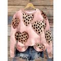 Women's Sweatshirt Pullover Heart Animal Valentine's Day Casual Print White Pink Dark Pink Sportswear Funny Round Neck Long Sleeve Top Micro-elastic Fall Winter