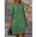 Women's Shift Dress Floral Dress Summer Dress Floral Ditsy Floral Print Split Neck Midi Dress Daily Date Half Sleeve Summer Spring