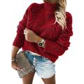 Women's Pullover Sweater Jumper Turtleneck Cable Knit Acrylic Patchwork Fall Winter Regular Outdoor Daily Going out Stylish Casual Soft Long Sleeve Solid Color Black White Red S M L