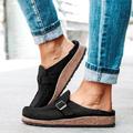 Women's Mules Plus Size Barefoot shoes Outdoor Daily Solid Color Summer Flat Heel Round Toe Casual Minimalism Faux Leather Loafer Black Purple Brown