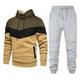 Men's Tracksuit Sweatsuit Jogging Suits White Yellow Wine Red Navy Blue Hooded Color Block Patchwork 2 Piece Sports Outdoor Daily Sports Basic Casual Big and Tall Fall Spring Clothing Apparel