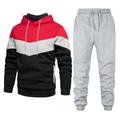 Men's Tracksuit Sweatsuit Jogging Suits White Yellow Wine Red Navy Blue Hooded Color Block Patchwork 2 Piece Sports Outdoor Daily Sports Basic Casual Big and Tall Fall Spring Clothing Apparel