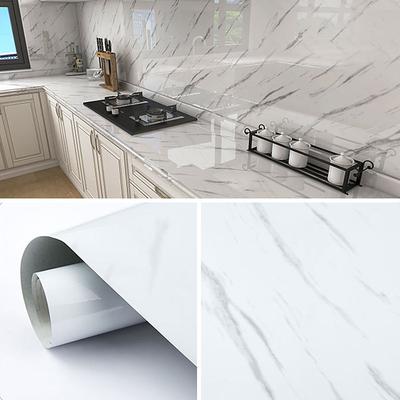 Cool Wallpapers Marble Wallpaper Wall Mural Waterproof Oil Proof MoistureProof Furniture Renovation Self-Adhesive Easily Removable Wall Covering Kitchen Countertop Cabinet Shelf Liner 23.6x118