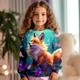 Girls' 3D Fox Sweatshirt Pullover Pink Long Sleeve 3D Print Spring Fall Active Fashion Cute Polyester Kids 3-12 Years Hooded Outdoor Casual Daily Regular Fit