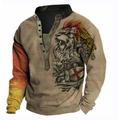 Men's Unisex Sweatshirt Pullover Button Up Hoodie Yellow Blue Purple Brown Green Standing Collar Lion Knights Templar Graphic Prints Print Casual Daily Sports 3D Print Streetwear Designer Casual