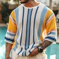 Men's Pullover Sweater Jumper Jumper Ribbed Knit Regular Knitted Striped Crew Neck Modern Contemporary Work Daily Wear Clothing Apparel Winter Black White S M L