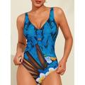 Metal Animal Print V Neck Swimsuit