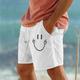 Men's Cotton Shorts Summer Shorts Beach Shorts Drawstring Elastic Waist 3D Print Graphic Breathable Soft Short Casual Daily Holiday Streetwear Hawaiian White Blue Micro-elastic