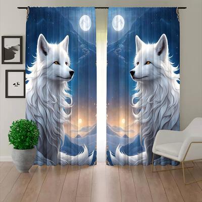 2 Panels Curtains For Living Room Bedroom, Wolf Curtain Drapes for Bedroom Door Kitchen Window Treatments Thermal Insulated Room Darkening