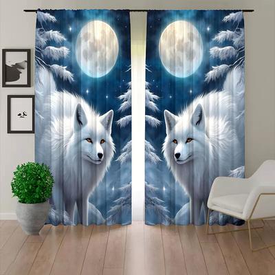 2 Panels Curtains For Living Room Bedroom, Wolf Curtain Drapes for Bedroom Door Kitchen Window Treatments Thermal Insulated Room Darkening