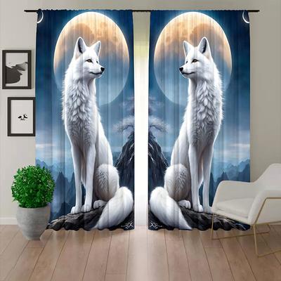 2 Panels Curtains For Living Room Bedroom, Wolf Curtain Drapes for Bedroom Door Kitchen Window Treatments Thermal Insulated Room Darkening