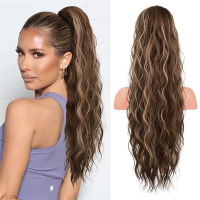 Ponytail Extension 26 Inch Drawstring Ponytail Hair Extensions for WomenLong Curly Wavy Ponytail Natural Wavy Synthetic Hairpiece for Women Daily Use party