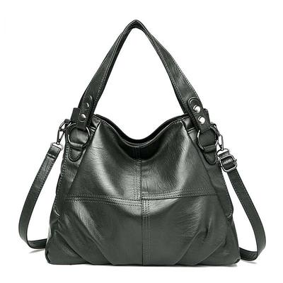 Women's Burgundy Faux Leather Shoulder Bag – Large Capacity Handbag with Detachable Strap for Work Travel