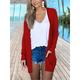 Women's Cardigan Cardigan Sweater Open Front Knit Polyester Pocket Thin Summer Spring Fall Tunic Home Daily Going out Basic Casual Soft Long Sleeve Solid Color Light Pink Black Red S M L