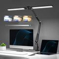 LED Reading Desk Lamp 24W Folding Swing Arm Desk Lamp with Clamp Dimmable Suitable for Workbench Home Eye Care Office Study Shustar