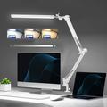 LED Reading Desk Lamp 24W Folding Swing Arm Desk Lamp with Clamp Dimmable Suitable for Workbench Home Eye Care Office Study Shustar