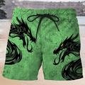 Men's Board Shorts Swim Shorts Swim Trunks Drawstring with Mesh lining Elastic Waist Dragon Quick Dry Short Holiday Beach Hawaiian Casual Green Khaki Micro-elastic