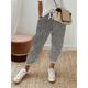 Women's Linen Pants Faux Linen Striped Lines / Waves White Blue Stylish Natural Full Length Casual Daily Wear Spring, Fall, Winter, Summer