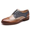 Women's Oxfords Brogue Plus Size Party Outdoor Daily Solid Color Summer Block Heel Flat Heel Round Toe Elegant Vacation Vintage PU Lace-up Black Blue Brown