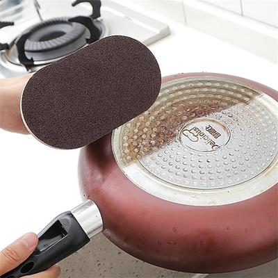 Emery Sponge Kitchen Pot Brush With Handle Reusable And Washable Eraser Cleaner Rust Cleaning Tool Sink Pot Dish Scrubber
