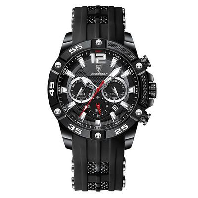 POEDAGAR Luxury Man Wristwatch Sports Chronograph Silicone Strap Men Watches Waterproof Luminous Date Men's Quartz Watch