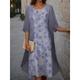 Women's Two Piece Dress Set Casual Dress Chiffon Dress Print Dress Outdoor Holiday Fashion Modern Print Midi Dress Crew Neck Half Sleeve Floral Loose Fit Pink Blue Purple Spring S M L XL XXL