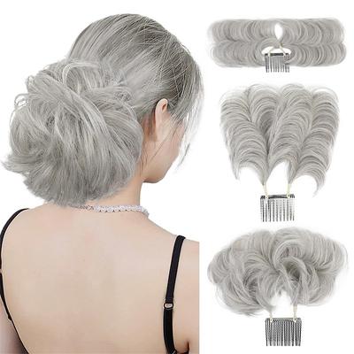Messy Bun Hair Piece Side Comb Clip in Messy Hair Bun Short Wired Updo Extension for Women Tightness Adjustable Easy Hairpiece