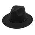Woolen Top Hat Jazz Hat Vintage Black Woolen Jazz Hat Flat Brim Cap