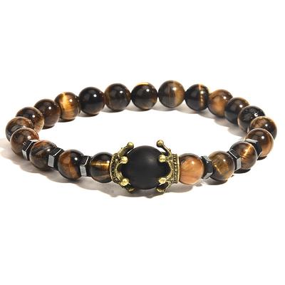 tiger eye bracelet set therapy hematite magnetic bracelets bracelets bring luck crown king queen natural stone beads couple bracelet for men women (a)