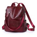 Women's Backpack School Bag Bookbag Mini Backpack Commuter Backpack School Outdoor Daily Solid Color PU Leather Large Capacity Waterproof Lightweight Zipper Black Red Brown